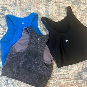 Lululemon Cropped Tank Tops w/ Built-In Bra – Size 2 – $75 for All 3